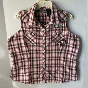 Harley Davidson Women's Size 2X Top Pearl Snap  Speedcat  Sleeveless